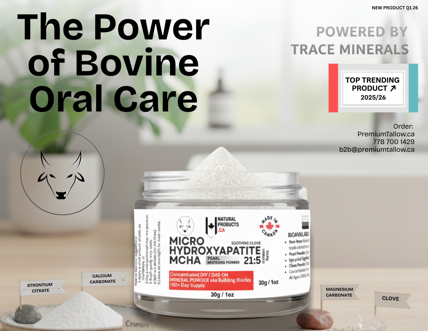 MCHA Hydroxyapatite Tooth Mineral Powder Blend Concentrated (6-Month Supply)