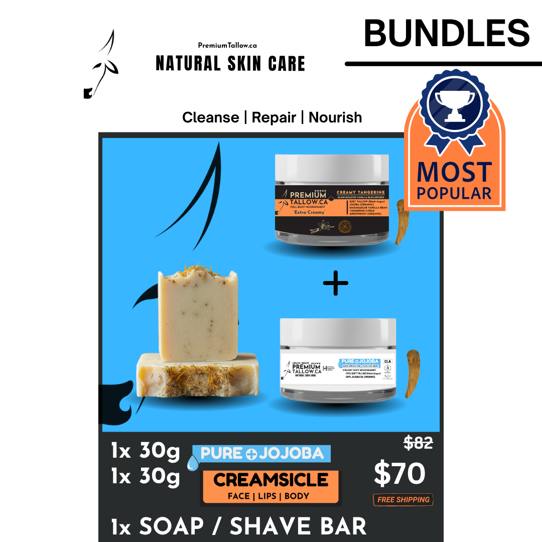 BUNDLES - Creamy Tangerine 30g, PURE+JOJOBA 30g, SOAP Pack $70