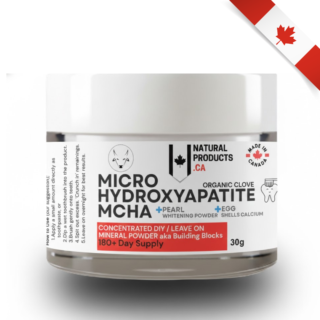 Jar of MCHA Hydroxyapatite and Pearl Powder Tooth Remineralization Jar - Natural Products Canada sold on Amazon.ca, PremiumTallow.ca and Retail stores across Canada 