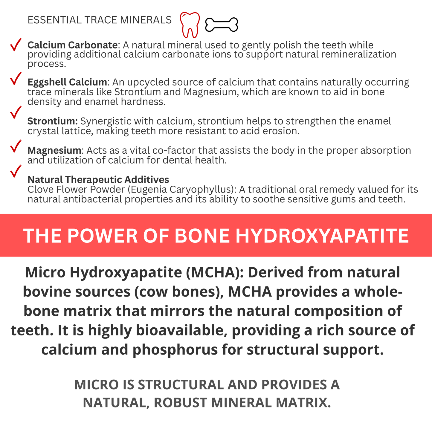 Natural Clove + Hydroxyapatite + Eggshell Calcium 6month+ Supply 30g