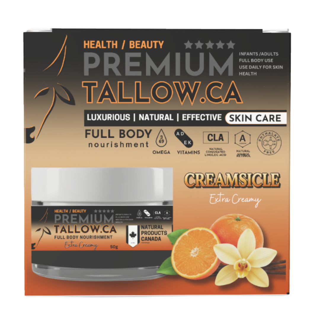 Creamsicle Tangerine and Vanilla Suet Tallow Balm 15g Mini Jar with Bamboo Applicator for Face and Lip