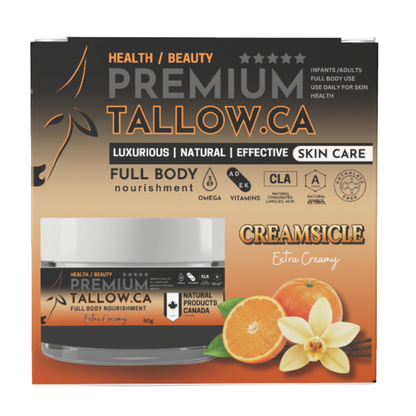 Creamsicle Tangerine and Vanilla Suet Tallow Balm 15g Mini Jar with Bamboo Applicator for Face and Lip