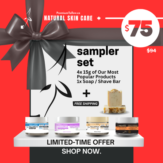 PREMIUM SAMPLER SET of 4x 15g & PREMIUM SUET SOAP / SHAVE BAR SET