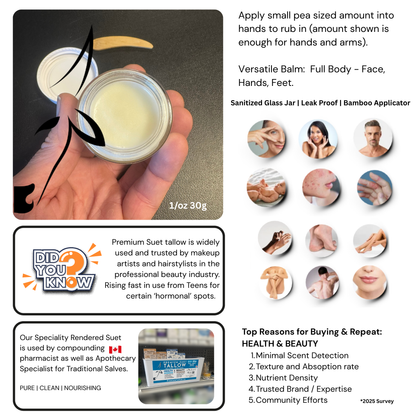 100% Pure Suet Tallow Balm ~Mini 15g