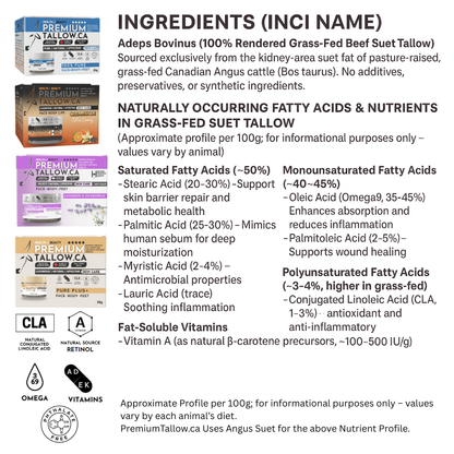 100% PURE Suet Tallow Balm REPAIR & NOURISH ~Grande 50g