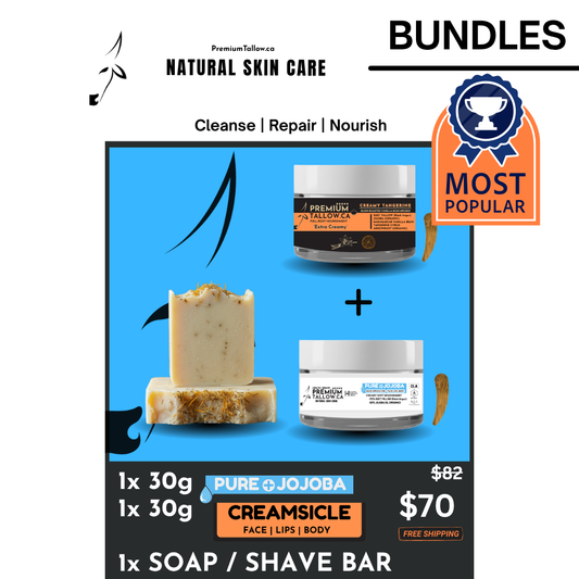 BUNDLES - Creamy Tangerine 30g, PURE+JOJOBA 30g, SOAP Pack $70