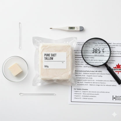 For this FARMA-PURE Compounding Tallow Base, your alt text should emphasize its clinical purity and technical specifications for pharmaceutical use.

Recommended Alt Text
Infographic for FARMA-PURE Compounding Tallow Base (500g) by Premium Tallow. Displays a block of pure anhydrous suet tallow with a digital thermometer reading 38.5°C and a magnifying glass over technical data. Highlights include 100% grass-fed bovine lipid, hypoallergenic properties, and a 4x rendered ultra-fine mesh purity for pharmacy.